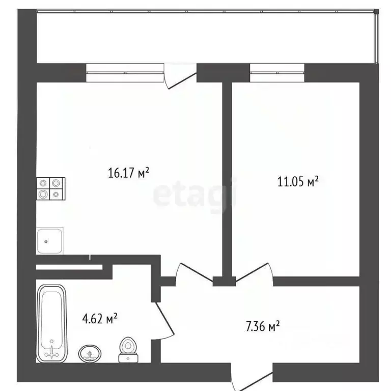 1-к кв. Тюменская область, Тюмень Мелиораторов мкр, ул. Голышева, 10 ... - Фото 2