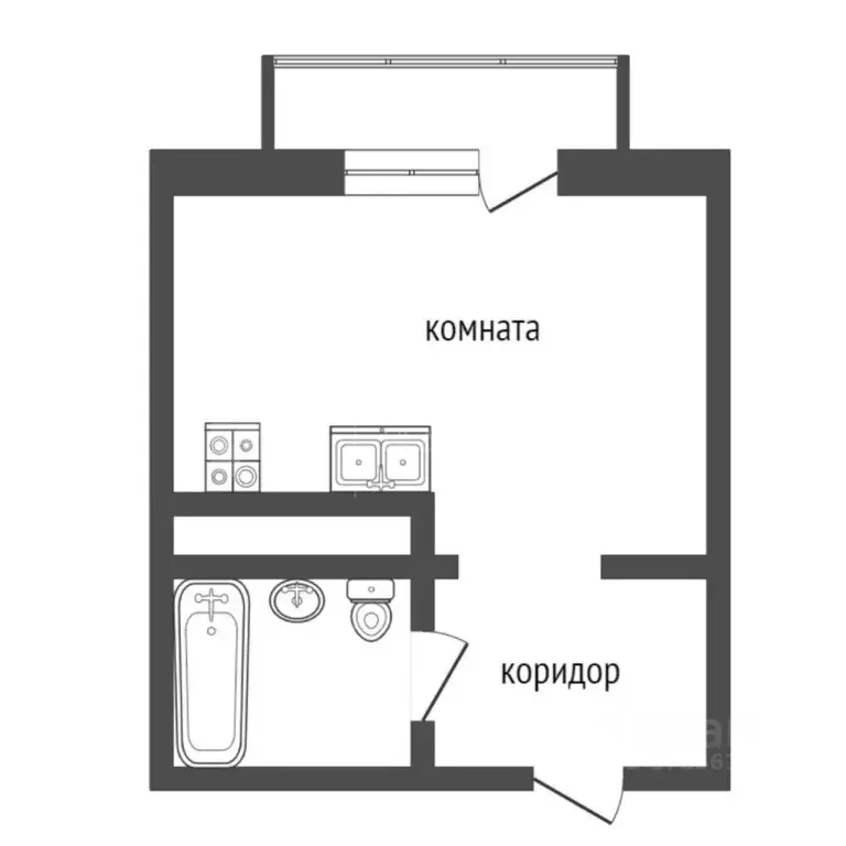 Студия Тюменская область, Тюмень ул. Краснооктябрьская, 16 (23.0 м) - Фото 1