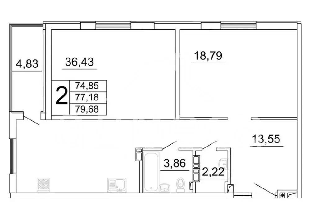 2-комнатная квартира: Самара, улица Дыбенко, 5 (80 м) - Фото 1