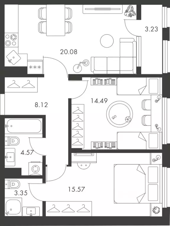 2-к кв. Тульская область, Тула ул. Карпова, 103А (69.41 м) - Фото 0