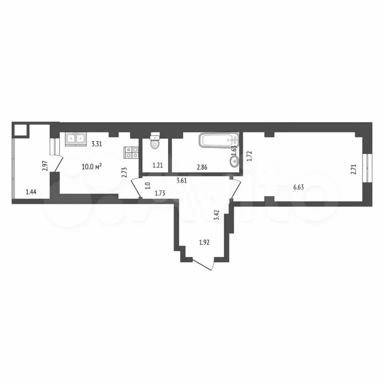 1-к. квартира, 37,2 м, 6/6 эт. - Фото 0