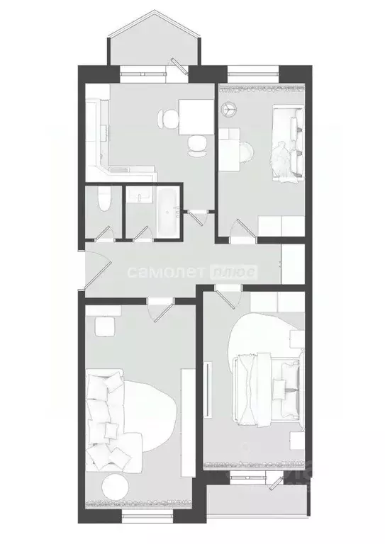 3-к кв. Белгородская область, Белгород ул. Шаландина, 10 (70.0 м) - Фото 2