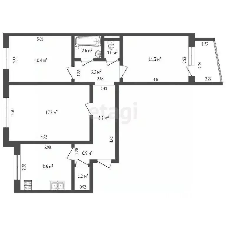 3-к кв. Смоленская область, Дорогобуж ул. Путенкова, 19 (62.7 м) - Фото 0