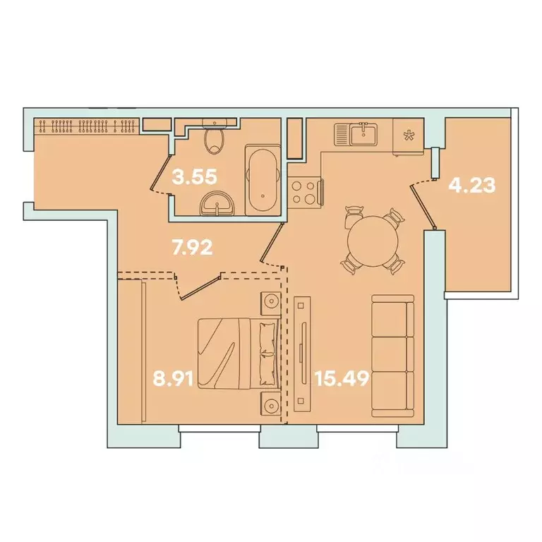 1-к кв. Иркутская область, Иркутск ул. Петрова, 16 (40.1 м) - Фото 0