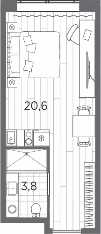 Студия Санкт-Петербург просп. Стачек, 62Е (24.4 м) - Фото 0