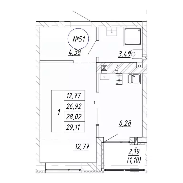 1-к кв. Калининградская область, Зеленоградск  (29.11 м) - Фото 1