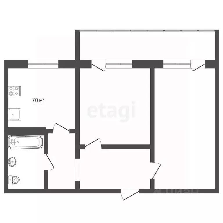 2-к кв. Тюменская область, Тюмень ул. Станционная, 16А (44.8 м) - Фото 1