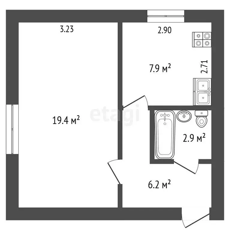1-комнатная квартира: Печоры, Псковская улица, 41 (34.6 м) - Фото 1