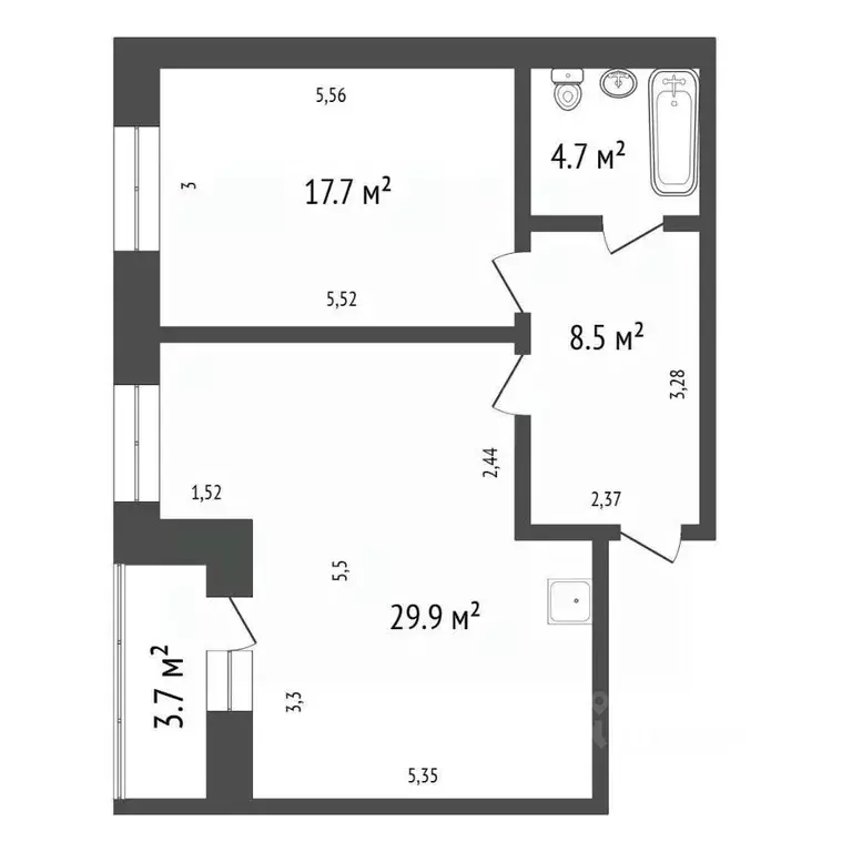 2-к кв. Красноярский край, Красноярск Северный мкр, пер. ... - Фото 2