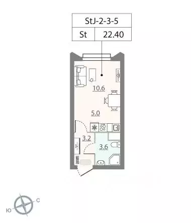Свободной планировки кв. Москва ул. Родченко, 2 (22.5 м) - Фото 2