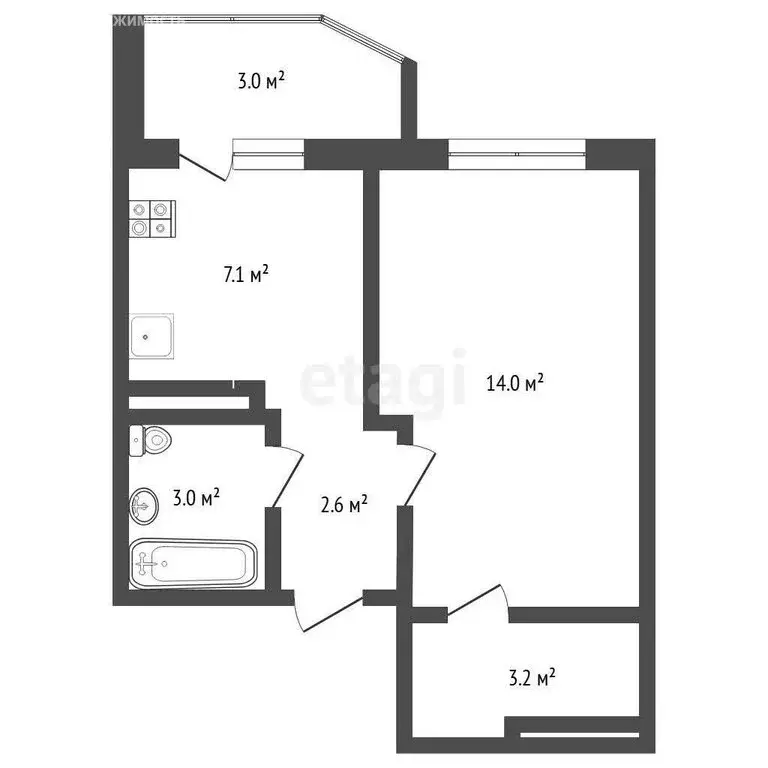 1-комнатная квартира: Тюмень, улица Алексея Леонова, 34 (37 м) - Фото 0