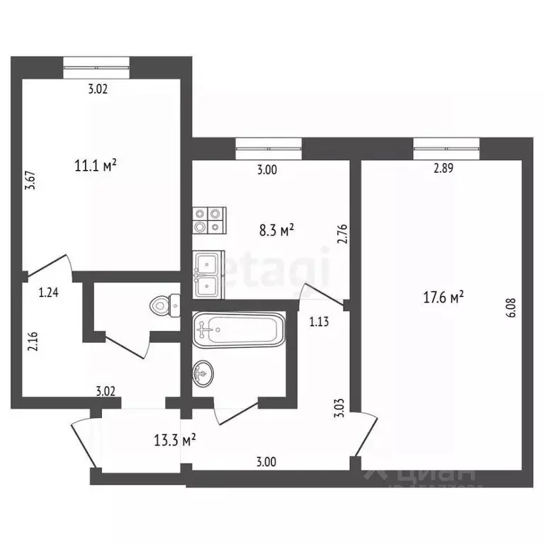 2-к кв. Ямало-Ненецкий АО, Пуровский район, Уренгой пгт, 5-й мкр 51 ... - Фото 1