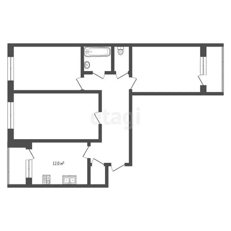 3-комнатная квартира: Усинск, Пионерская улица, 16 (73.7 м) - Фото 1