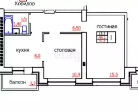 2-комнатная квартира: Невинномысск, улица Калинина, 192 (44.9 м) - Фото 0