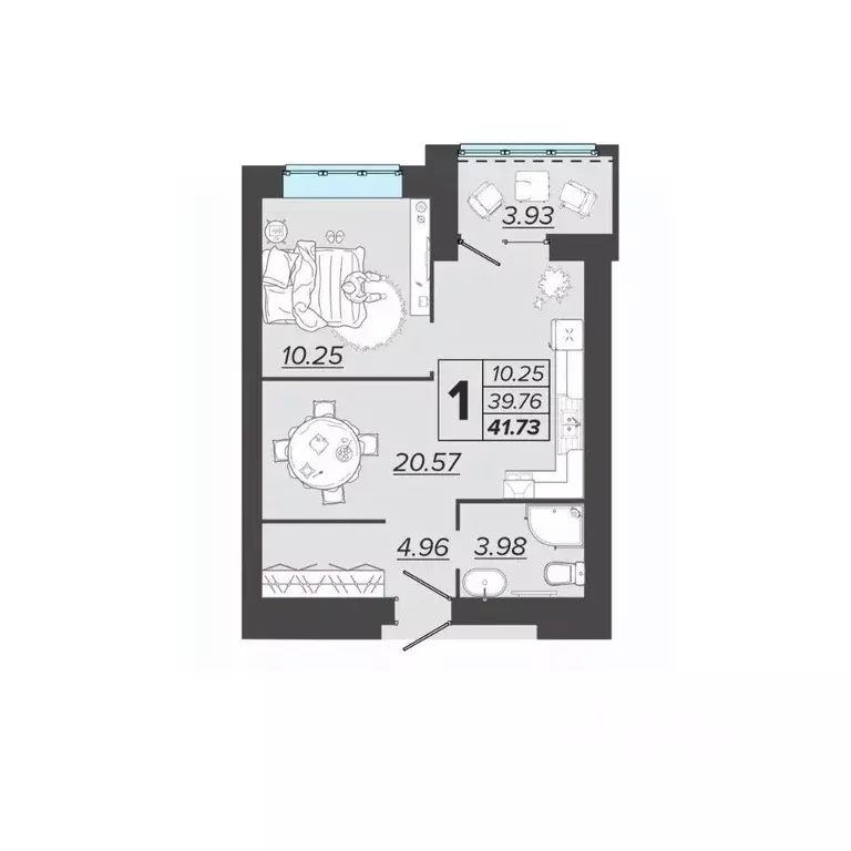 1-к кв. Брянская область, Брянск Архитектор жилой комплекс (41.73 м) - Фото 1