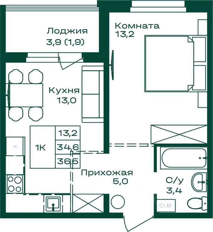 1-к кв. Алтай, Майминский район, с. Майма  (36.5 м) - Фото 0