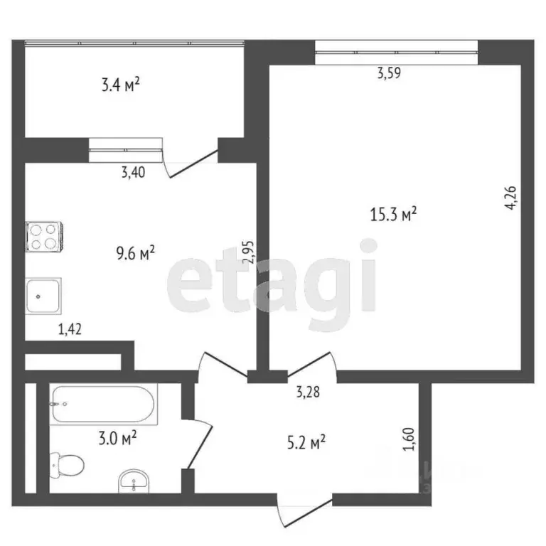 1-к кв. Тюменская область, Тюмень ул. Газовиков, 51 (32.0 м) - Фото 1