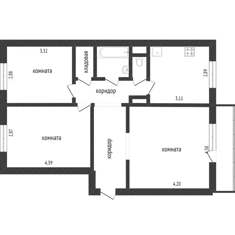 3-комнатная квартира: Тобольск, 10-й микрорайон, 35 (64.5 м) - Фото 1