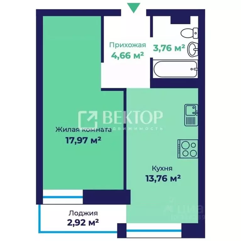 1-к кв. Ярославская область, Ярославль Чернопрудная ул., 15 (41.61 м) - Фото 2