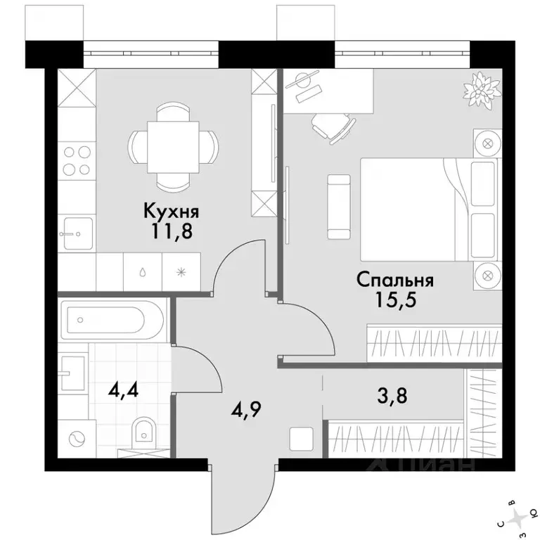 1-к кв. Приморский край, Владивосток Флагман жилой комплекс (40.4 м) - Фото 2