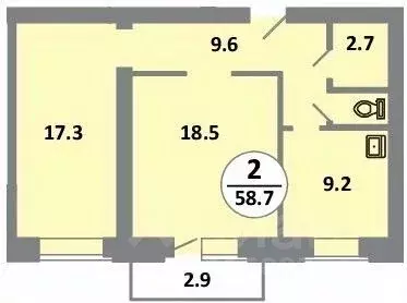 2-к кв. Красноярский край, Красноярск просп. 60 лет Образования СССР, ... - Фото 1