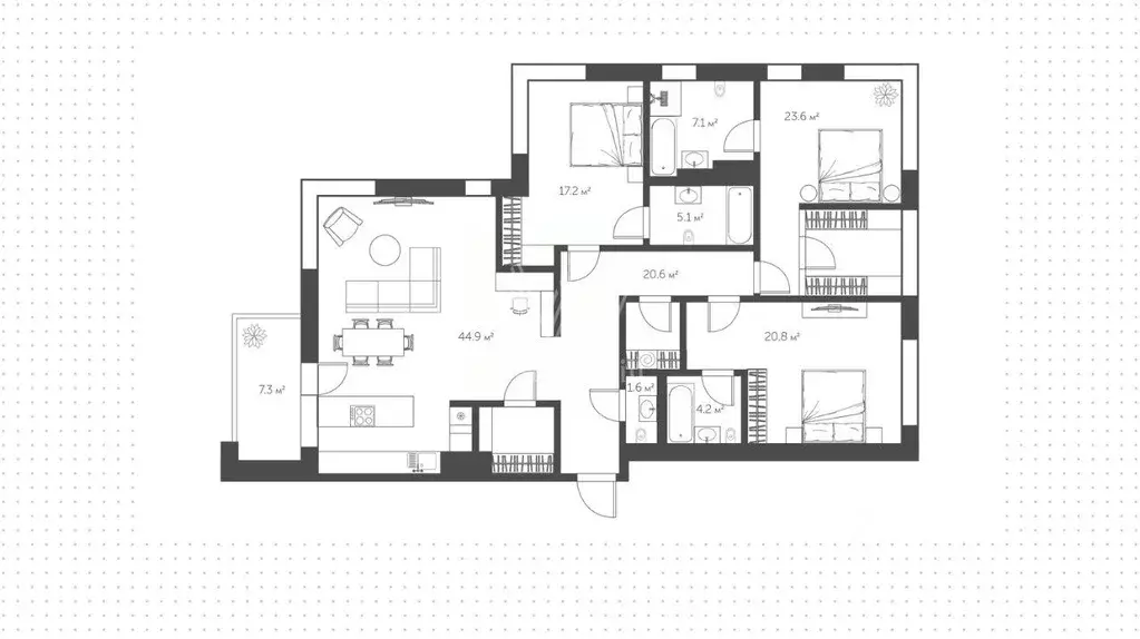 Квартира, 4 комнаты, 155 м - Фото 0