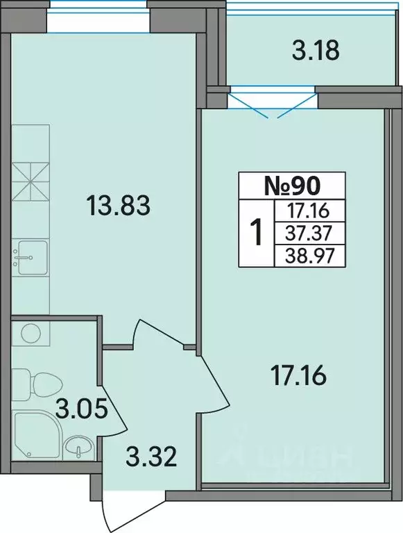 1-к кв. Ленинградская область, Всеволожский район, Агалатовское с/пос, ... - Фото 1