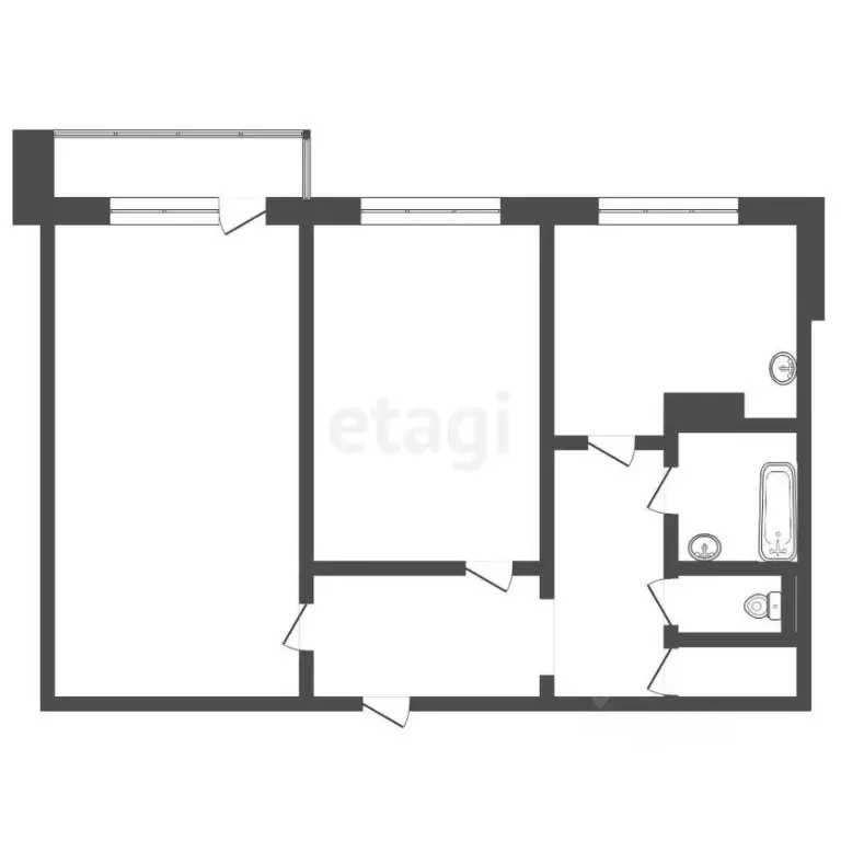 2-к кв. Томская область, Томск ул. Сергея Лазо, 30 (52.8 м) - Фото 2