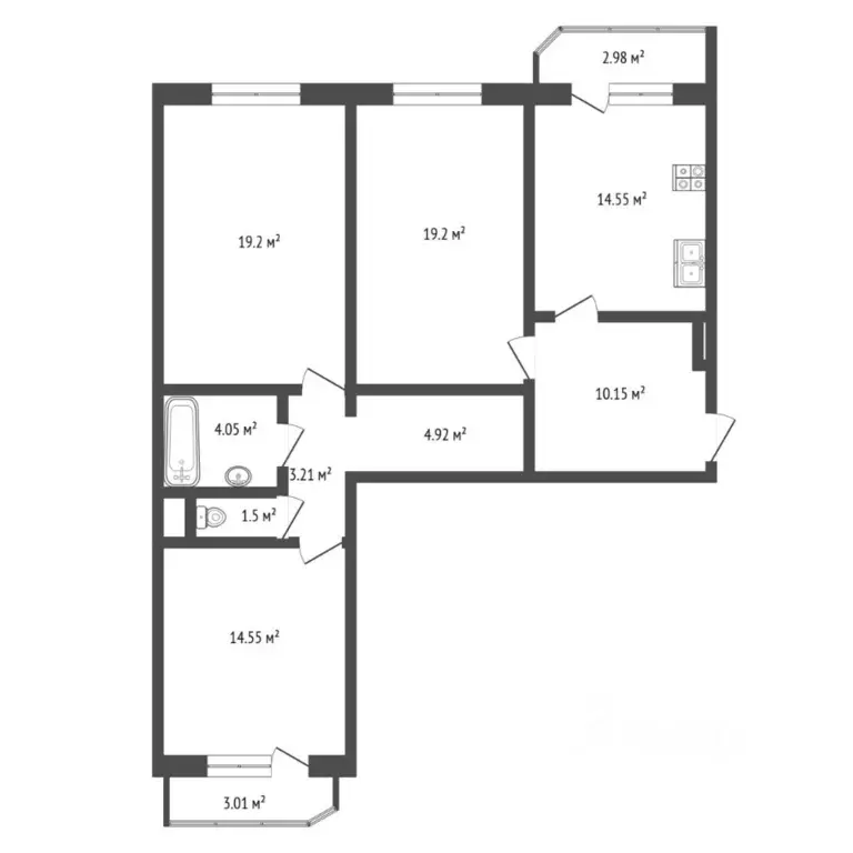 3-к кв. Тюменская область, Тюмень ул. Федюнинского, 60к2 (92.6 м) - Фото 1