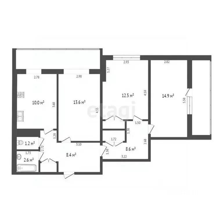 3-к кв. Самарская область, Самара Полевая ул., 50 (77.8 м) - Фото 2