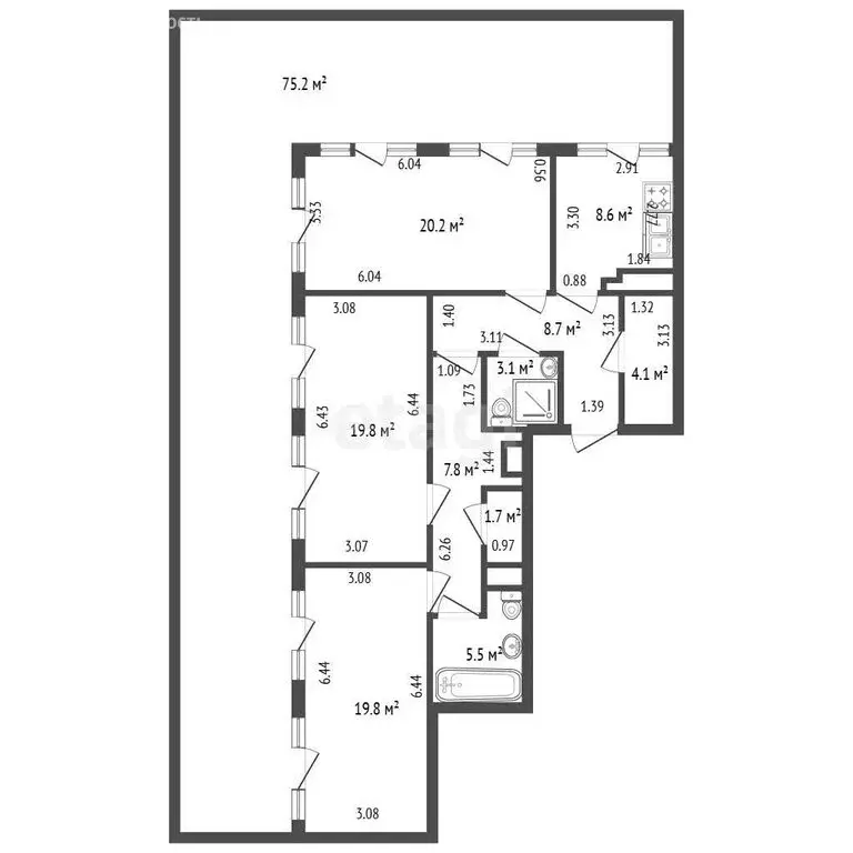 3-комнатная квартира: Санкт-Петербург, Петровский проспект, 28к2 (99.3 ... - Фото 1
