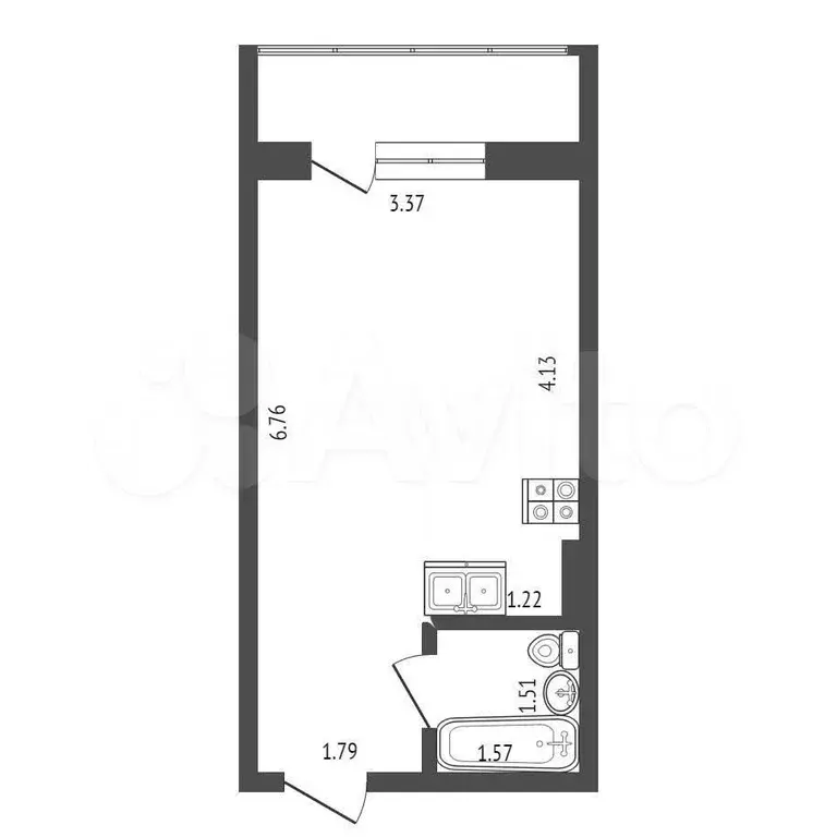 Квартира-студия, 22,5 м, 6/9 эт. - Фото 0