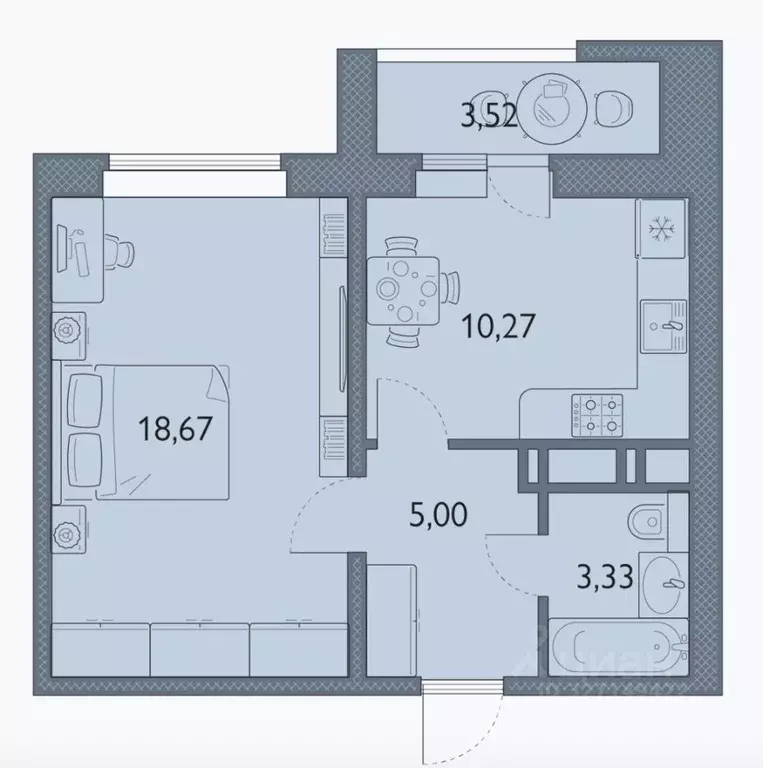 1-к кв. Брянская область, Брянск просп. Станке Димитрова, 67к7 (38.4 ... - Фото 1