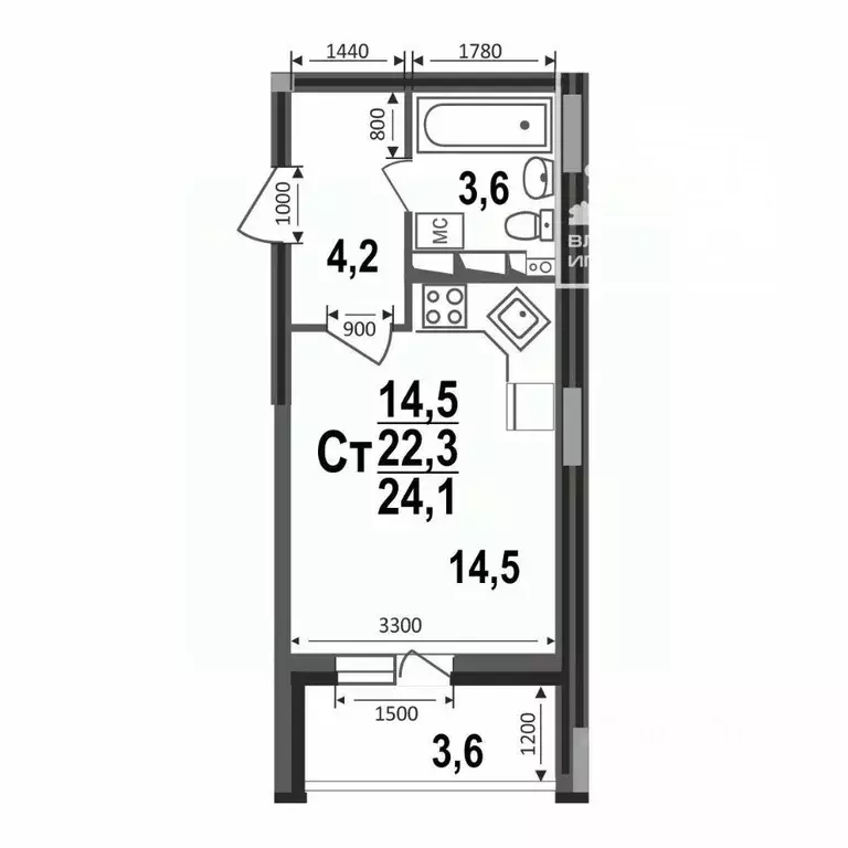 Студия Владимирская область, Владимир бул. Сталинградский, 5 (24.1 м) - Фото 1