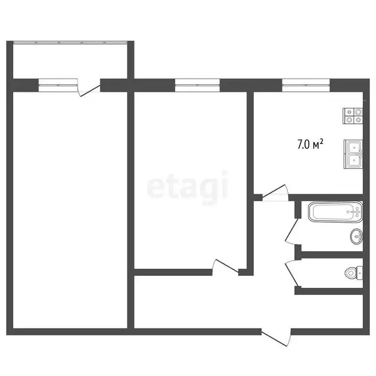 2-комнатная квартира: Воскресенск, Железнодорожная улица, 1 (47.4 м) - Фото 1