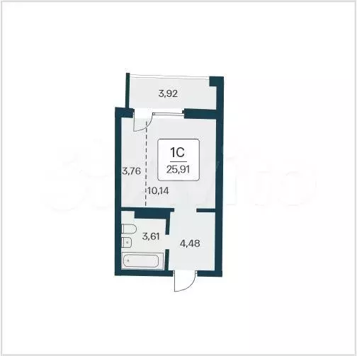 Квартира-студия, 25,9 м, 3/25 эт. - Фото 0