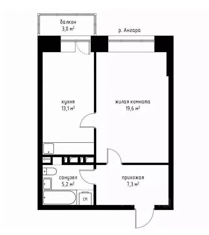 1-к кв. Иркутская область, Иркутск Байкальская ул., 289/3 (45.2 м) - Фото 0