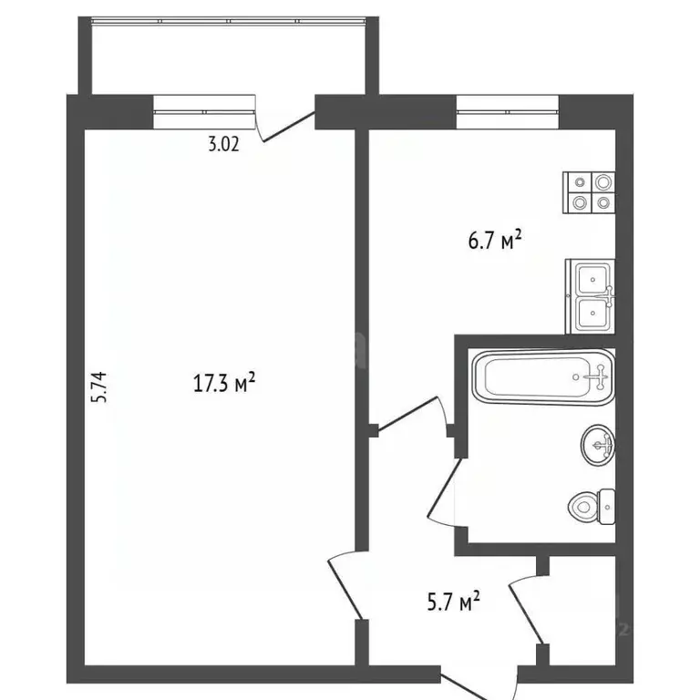 1-к кв. Вологодская область, Сокол Советская ул., 46 (29.9 м) - Фото 2