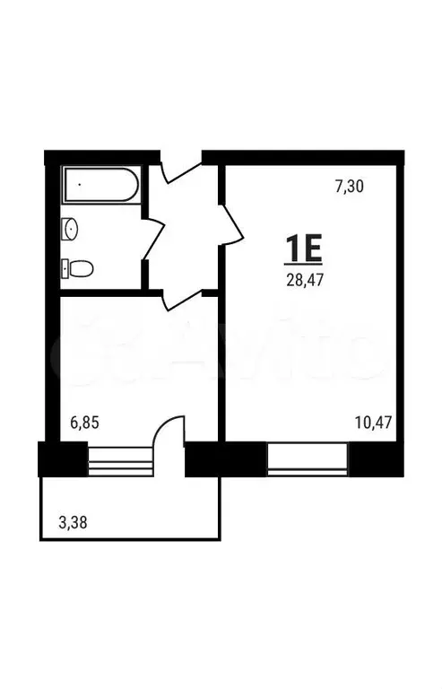 1-к. квартира, 28,6 м, 3/5 эт. - Фото 0