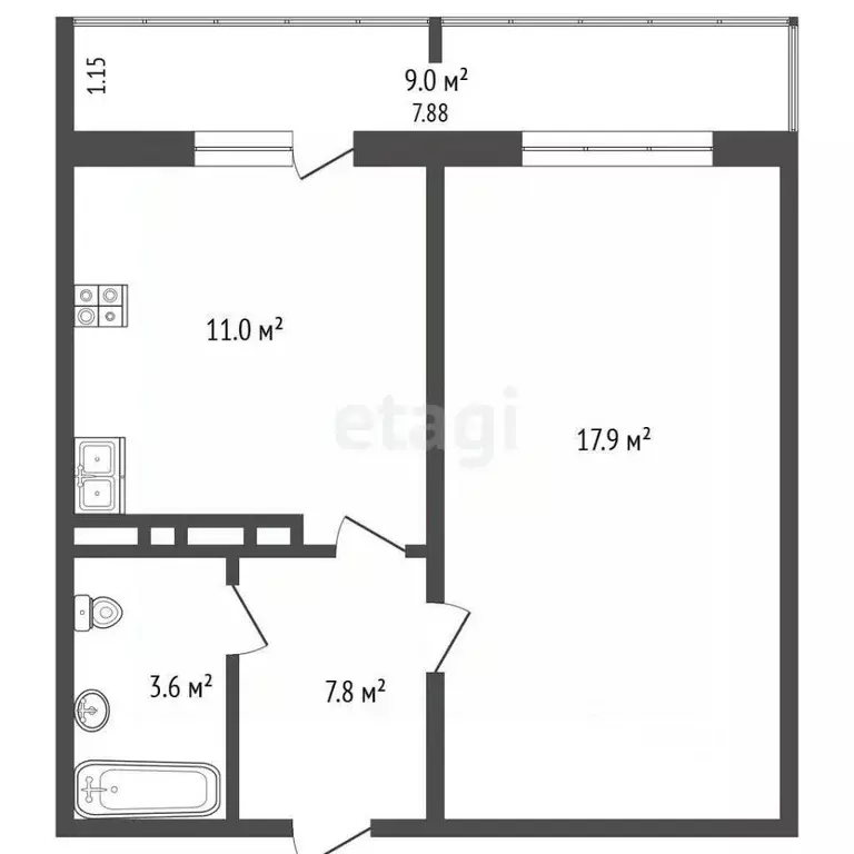 1-к кв. Ростовская область, Ростов-на-Дону ул. Петренко, 18 (37.0 м) - Фото 1