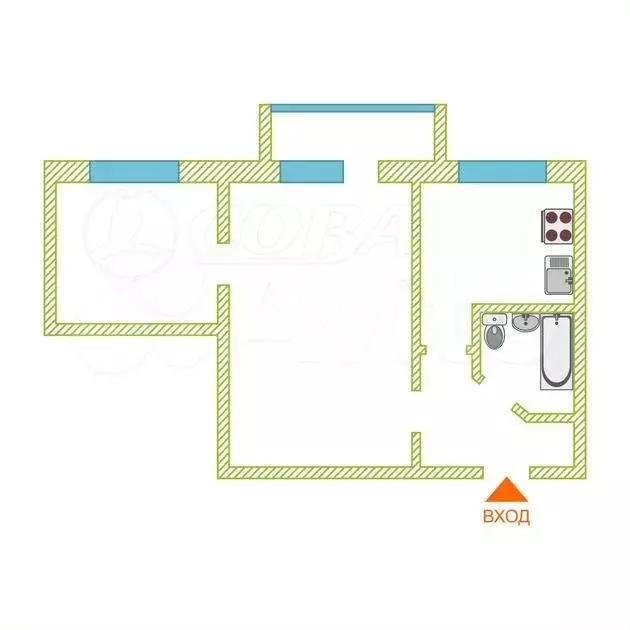 2-к. квартира, 36,9 м, 3/5 эт. - Фото 0