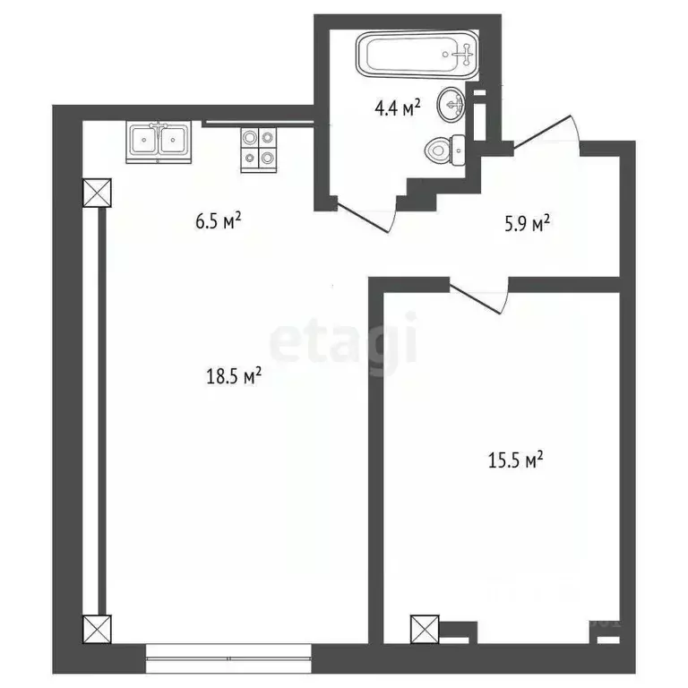 2-к кв. Томская область, Томск ул. Владимира Высоцкого, 8Д (51.0 м) - Фото 2