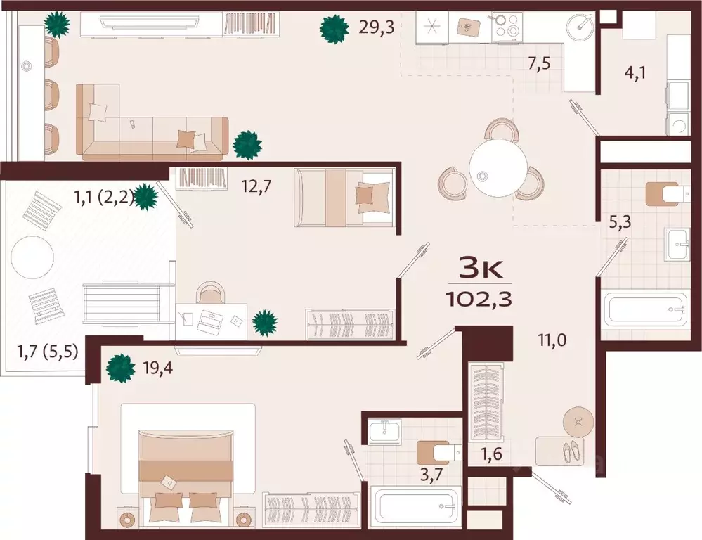 3-к кв. Крым, Ялта ул. Спендиарова, 5 (102.3 м) - Фото 1