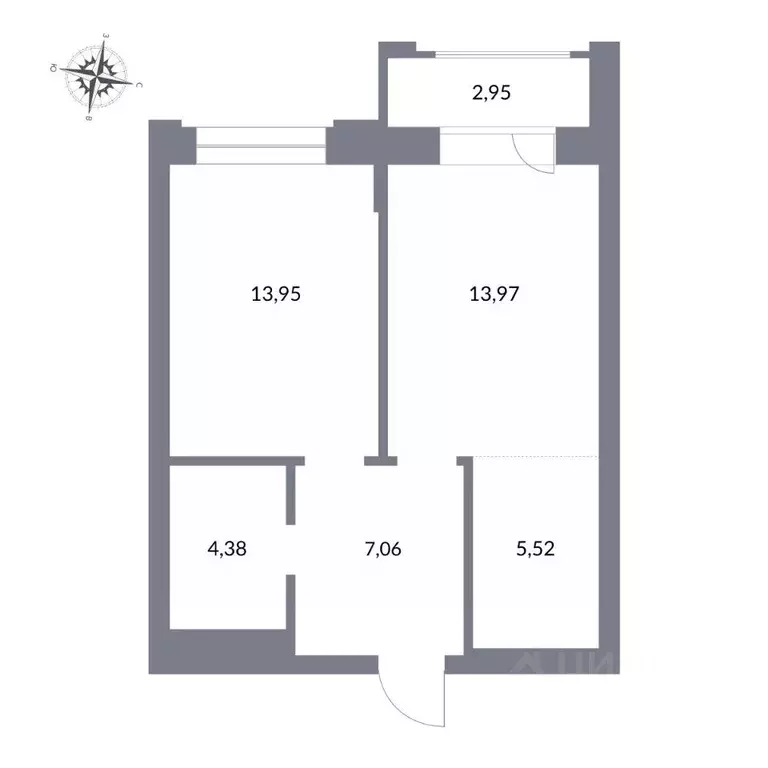 2-к кв. Новосибирская область, Новосибирск ул. Державина, 50 (44.88 м) - Фото 1