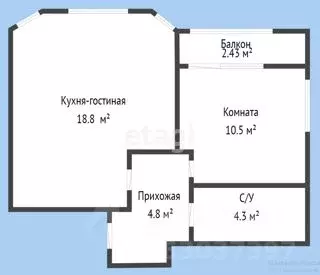 1-к кв. Краснодарский край, Горячий Ключ ул. Герцена, 52 (42.2 м) - Фото 1