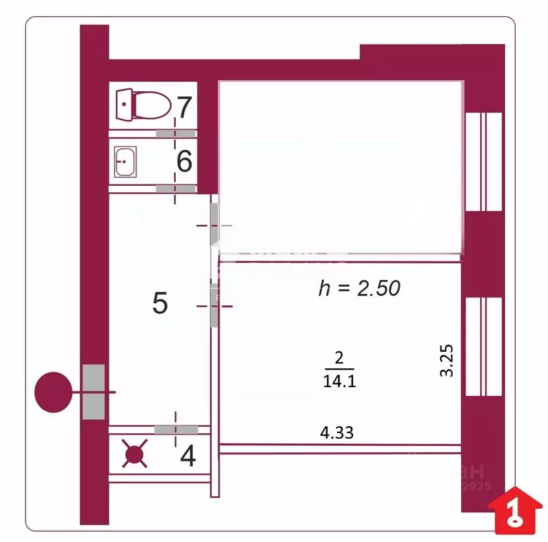 Комната Омская область, Омск ул. Дмитриева, 5/2 (14.1 м) - Фото 2