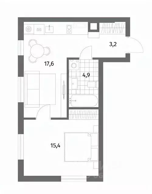 1-к кв. Калининградская область, Гурьевск ул. Имени Антона Пошкуса, ... - Фото 1