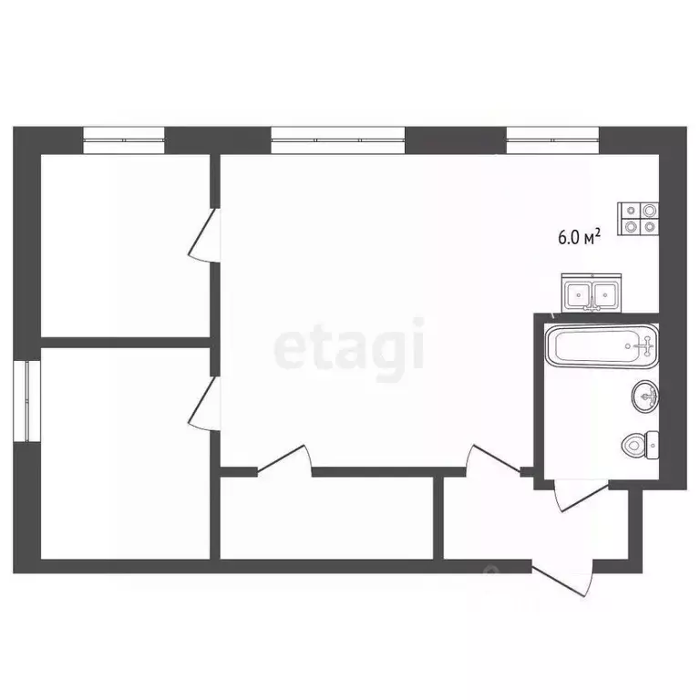 2-к кв. Томская область, Томск Переездный пер., 2 (41.2 м) - Фото 2