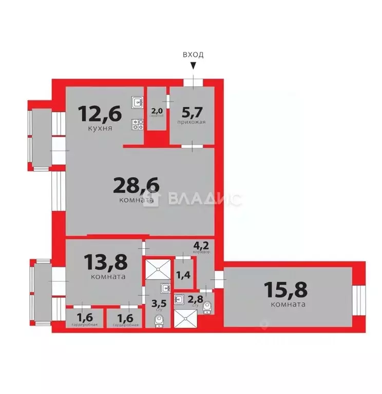 3-к кв. Санкт-Петербург просп. Металлистов, 15 (93.6 м) - Фото 2