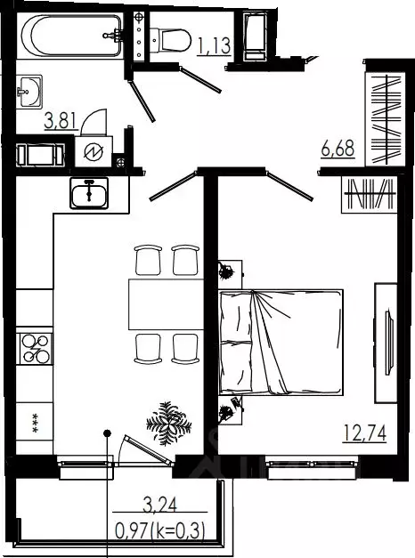 1-к кв. Ленинградская область, Тосненский район, Форносовское ... - Фото 1
